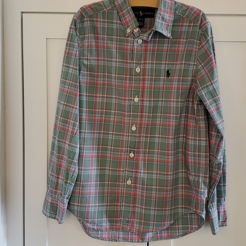 Ralph Lauren Plaid Boys Button Down Shirt Size 10-12 (M)